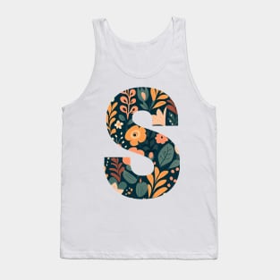 Whimsical Floral Letter S Tank Top